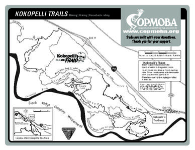 KOKOPELLI TRAILS Biking | Hiking | Horseback riding www.copmoba.org Trails are built with your donations. Thank you for your support.  