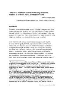John Ross / Alexander Williamson / Methodism / Bible society / Christianity / Christianity in China / Christianity in Korea