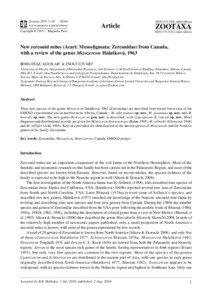 Zootaxa, New zerconid mites (Acari: Mesostigmata: Zerconidae) from Canada,...