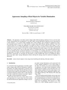 International Journal of Computer Vision c 2007 Springer Science + Business Media, LLC. Manufactured in the United States.  DOI: s11263Appearance Sampling of Real Objects for Variable Illumination