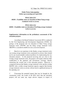 LC Paper No. PWSC73[removed]Public Works Subcommittee Follow-up to meeting on 8 April 2014 PWSC[removed]401DS – Feasibility study on relocation of Sham Tseng sewage treatment works to caverns