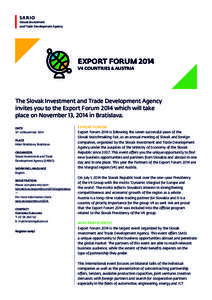 S ARIO  Slovak Investment and Trade Development Agency  EXPORT FORUM 2014