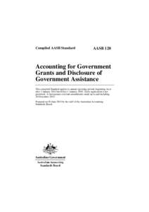 Compiled AASB Standard  AASB 120 Accounting for Government Grants and Disclosure of