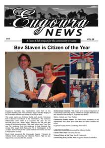 2014  VOL.18 Bev Slaven is Citizen of the Year