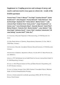 Supplement to: Coupling processes and exchange of energy and reactive and non-reactive trace gases at a forest site - results of the EGER experiment Thomas Foken1,g, Franz X. Meixner2,4, Eva Falge2, Cornelius Zetzsch3,g,