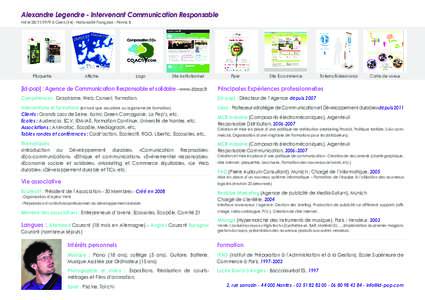 Alexandre Legendre - Intervenant Communication Responsable Né le à CaenNationalité Française - Permis B Plaquette  Affiche