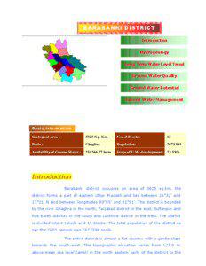 BARABANKI DISTRICT Intro duction Hyd ro geo lo gy