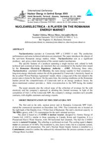 International Conference Nuclear Energy in Central Europe 2001 Hoteli Bernardin, Portorož, Slovenia, September 10-13, 2001 www: http://www.drustvo-js.si/port2001/ e-mail:  tel.:+ , + 