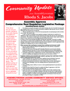 Community Update from Assemblywoman  Rhoda S. Jacobs