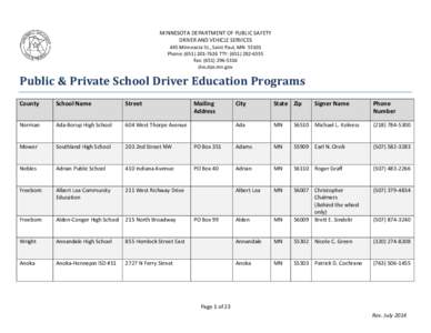 Public & Private School Driver Education Programs