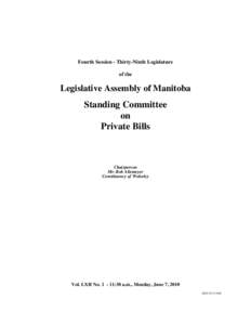 4th Session - 39th Legislature, Private Bills 1, June 7, 2010