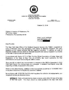 STATE OF NEW YORK OFFICE OF THE MEDICAID INSPECTOR GENERAL 800 North Pearl Street Albany, New York[removed]ANDREW NI. CUOMO GOVERNOR