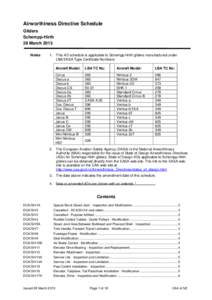 Airworthiness Directive Schedule Gliders Schempp-Hirth 28 March 2013 Notes