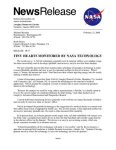 NewsRelease National Aeronautics and Space Administration Langley Research Center Hampton, Virginia[removed]