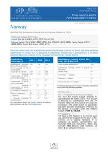 Last updated: January[removed]Norway Ratified the European Convention on Human Rights in 1952 National Judge: Erik Møse