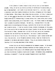 Page 1  It is a pleasure t o have a chance t o t a l k with you about our new rasearch program.  F i r s t , l e t ne tell you about tin a c t i v i t y of t h e H a t i o w l Foundation which, to