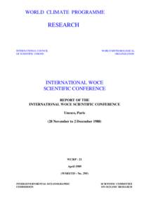 WORLD CLIMATE PROGRAMME  RESEARCH INTERNATIONAL COUNCIL OF SCIENTIFIC UNIONS