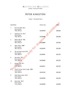 SYDNEY - ROYLSTON STREET  PETER KINGSTON 16 JULY – 04 AUGUSTPAINTINGS