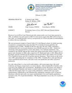 UNITED STATES DEPARTMENT OF COMMERCE National Oceanic and Atmospheric Administration NATIONAL MARINE FISHERIES SERVICE Northwest Fisheries Science Center 2725 Montlake Boulevard East Seattle, WA[removed]