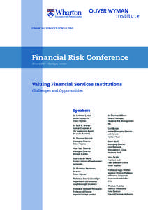 FINANCIAL SERVICES CONSULTING  Financial Risk Conference 20 June 2007 – Claridges, London  Valuing Financial Services Institutions