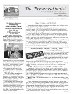 The Preservationist  Newsletter of the Bedford Historical Society, Inc. Bedford - Massachusetts Founded in 1893