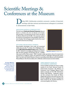 Scientific Meetings & Conferences at the Museum D  uring 2003, Smithsonian scientists convened a number of important