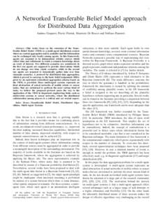 1  A Networked Transferable Belief Model approach for Distributed Data Aggregation Andrea Gasparri, Flavio Fiorini, Maurizio Di Rocco and Stefano Panzieri.