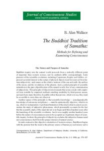 Journal of Consciousness Studies www.imprint-academic.com/jcs B. Alan Wallace  The Buddhist Tradition