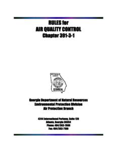 RULES for AIR QUALITY CONTROL ChapterGeorgia Department of Natural Resources Environmental Protection Division