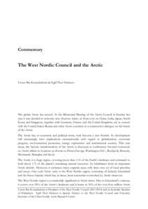 Commentary  The West Nordic Council and the Arctic Unnur Bra Konradsdóttir & Egill Thor Nielsson