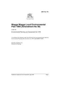 2007 No 179  New South Wales Wagga Wagga Local Environmental Plan[removed]Amendment No 58)