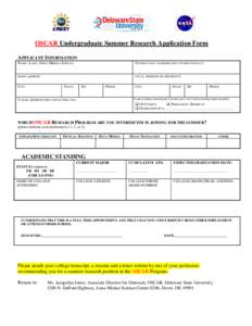 CREOSA Summer Research for Teachers Application Form