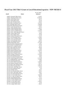 Fiscal Year 2013 Title I Grants to Local Educational Agencies - NEW MEXICO LEA ID[removed][removed]