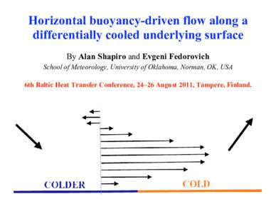 Horizontal buoyancy-driven flow along a differentially cooled underlying surface By Alan Shapiro and Evgeni Fedorovich School of Meteorology, University of Oklahoma, Norman, OK, USA 6th Baltic Heat Transfer Conference, 2