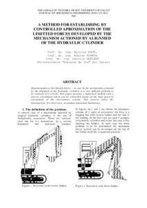 THE ANNALS OF “DUNAREA DE JOS” UNIVERSITY OF GALATI FASCICLE XIV MECHANICAL ENGINEERING, ISSNA METHOD FOR ESTABLISHING BY CONTROLLED APROXIMATION OF THE