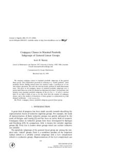 Journal of Algebra 233, 135–doi:jabr, available online at http://www.idealibrary.com on Conjugacy Classes in Maximal Parabolic Subgroups of General Linear Groups Scott H. Murray