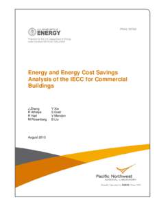 PNNL[removed]Prepared for the U.S. Department of Energy under Contract DE-AC05-76RL01830  Energy and Energy Cost Savings