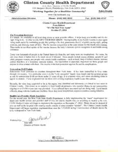 Clinton County Health Department Jerie Reid, Director of Public Health 133 Margaret Street, Plattsburgh, New York[removed] 