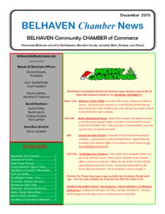 DecemberBELHAVEN Chamber News BELHAVEN Community CHAMBER of Commerce Promoting Belhaven and all of Northeastern Beaufort County, including Bath, Pantego, and Ponzer 