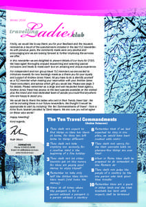 Winter[removed]travelling Firstly, we would like to say thank you for your feedback and the requests received as a result of the questionnaire included in the last TLC newsletter. As with previous years, the comments made 