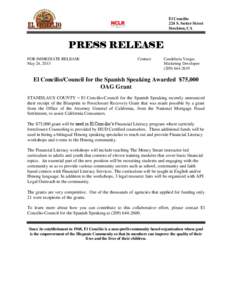 El Concilio 224 S. Sutter Street Stockton, CA[removed]PRESS RELEASE