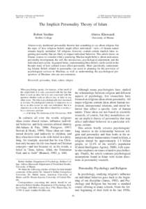 Psychology of Religion and Spirituality 2009, Vol. 1, No. 2, 81–96 © 2009 American Psychological Association[removed]/$12.00 DOI: [removed]a0015737