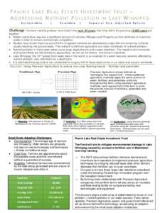 PRAIRIE LAKE REAL ESTATE INVESTMENT TRUST – ADDRESSING NUTRIENT POLLUTION IN LAKE WINNIPEG Sustainable |