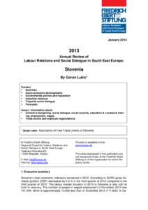 Annual review of labour relations and social dialogue in South East Europe: Slovenia : 2013