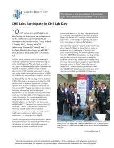 The following article was published in the Octoberedition of CareLink Connections (Vol 3, Issue7). CHE Labs Participate in CHE Lab Day