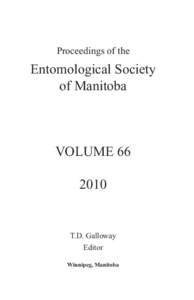 Proceedings of the  Entomological Society of Manitoba  VOLUME 66