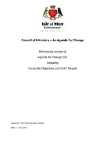 Council of Ministers – An Agenda for Change  Referenced version of Agenda for Change text Including Corporate Objectives and Draft Targets