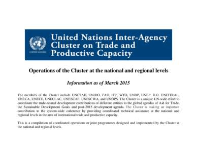 Operations of the Cluster at the national and regional levels - Information as of March 2015