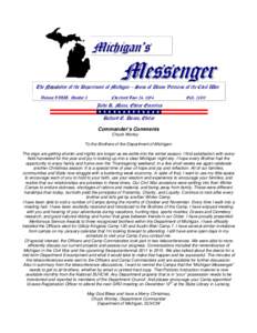 Michigan’s  Messenger The Newsletter of the Department of Michigan – Sons of Union Veterans of the Civil War Volume XVIII, Number 3