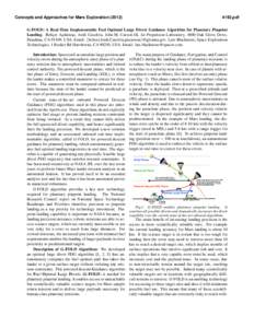 Concepts and Approaches for Mars Exploration[removed]pdf G-FOLD: A Real-Time Implementable Fuel Optimal Large Divert Guidance Algorithm for Planetary Pinpoint Landing. Behc¸et Ac¸ıkmes¸e, Jordi Casoliva, John M.